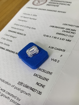 satın al Sentetik 5.09CT F VVS2 2EX CVD Laboratuvar Yaratılmış Elmas Zümrüt Kesim online manufacture