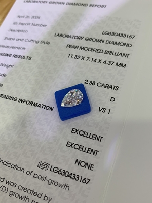 satın al 2.38CT D VS1 2EX Sentetik Elmaslar Laboratuvar Elmaslar Pear şeklinde online manufacture