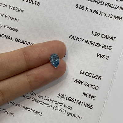 satın al 1.29ct VVS2 Pear Shape Laboratuvar Yaratılmış Elmas Şık Canlı Mavi online manufacture
