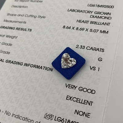 satın al 2.33ct Laboratuvarda yetiştirilmiş elmas kalp kesimi CVD G VS1 2EX N IGI Yapay elmaslar online manufacture