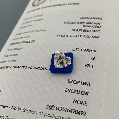 satın al 5.71 Karat VS1 G Laboratuvar Yapımı Elmaslar Kalp Şekli OEM ODM online manufacture