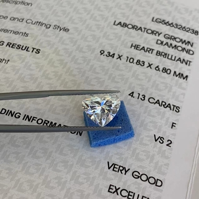 satın al 4.13ct VS2 Açıklık F Renk Laboratuvar Büyümüş Kalp Elmas IGI Sertifikalı online manufacture
