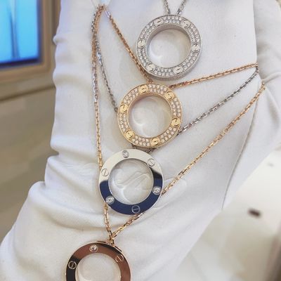 satın al GH VS 18k Katı Altın Kolye Kalın Elmas Aşk Kolye Seti online manufacture