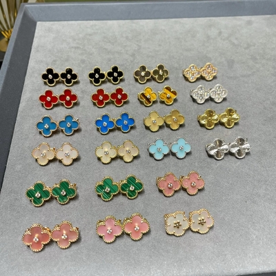 satın al 18k katı altın küpeleri Agat Mücevher Replika Mücevher VAN Dört yapraklı yonca küpeleri online manufacture