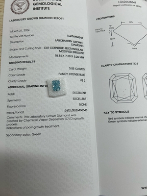 3.55ct Fancy Intense Blue Laboratuvarda yetiştirilen elmaslar OEM ODM