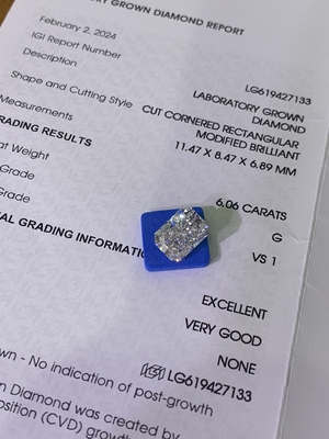 6.06ct Harika Yoğun Mavi Laboratuvar Büyütülmüş Elmaslar Parlak Parlak Kesim