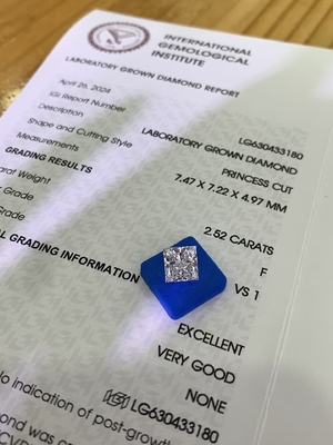 2.52 Karat F Renk VS1 Açıklık EX VG CVD Laboratuvar Yapımı Elmaslar