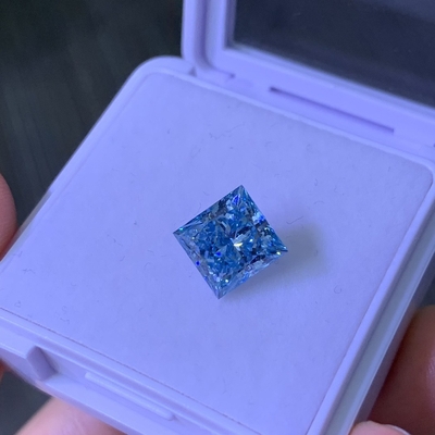 1.2CT Fancy Intense Blue VS2 2EX CVD Laboratuvar Büyümüş Elmas Prenses Kesim