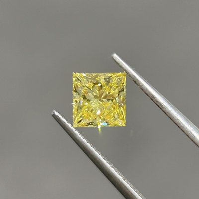 1.06ct Laboratuvar Elmas Sarı Prenses Kesik CVD Şık Yoğun Sarı VVS2 2EX N IGI