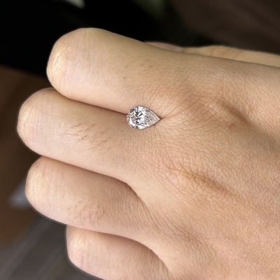 1.04 karat E Renk VS2 Açıklık 2EX CVD Pear Cut Laboratuvar yetiştirilmiş elmaslar