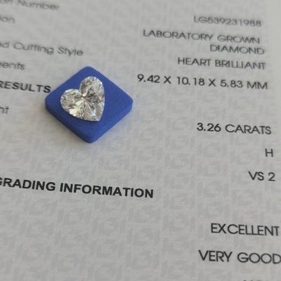 3.26ct Kalp Şekilli Laboratuvar Elmas CVD H VS2 2EX N IGI LG539231988