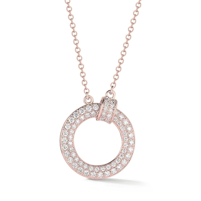 18K 14K 10K Katı Altın Açıklık CVD Yuvarlak Kesim Bezel Laboratuvar Büyümüş Elmas Kolye